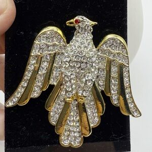 Sparkling Rhinestone Eagle Brooch